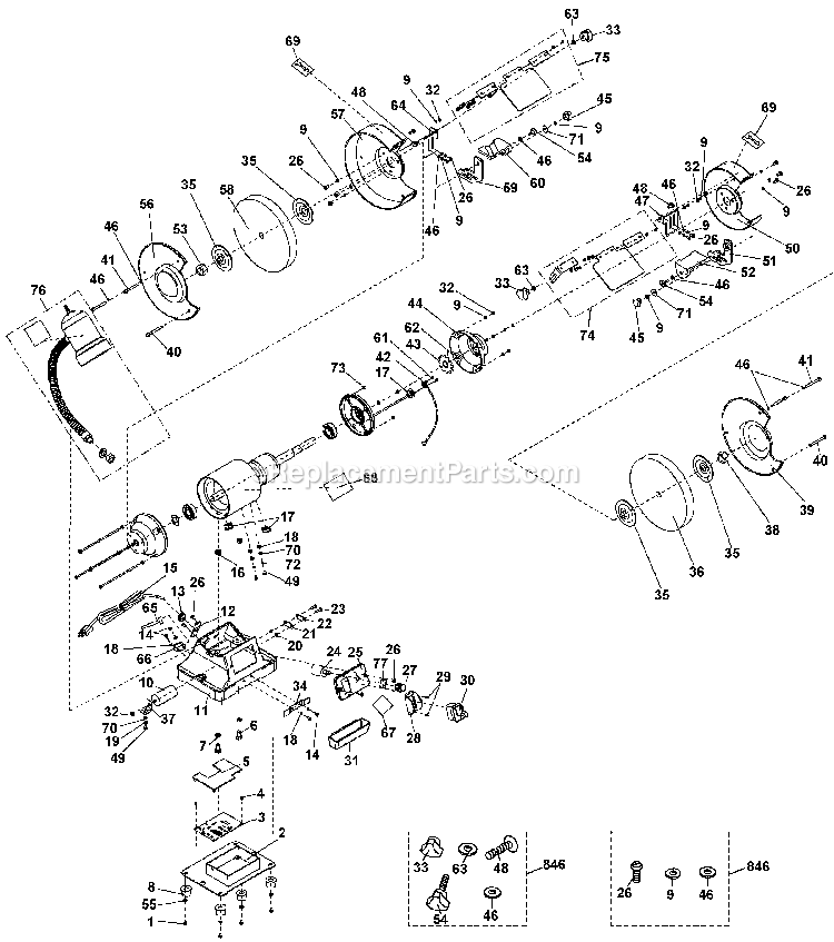 Page A Diagram and Parts List for PCB575BG Type 1 Porter Cable Sander Grinder